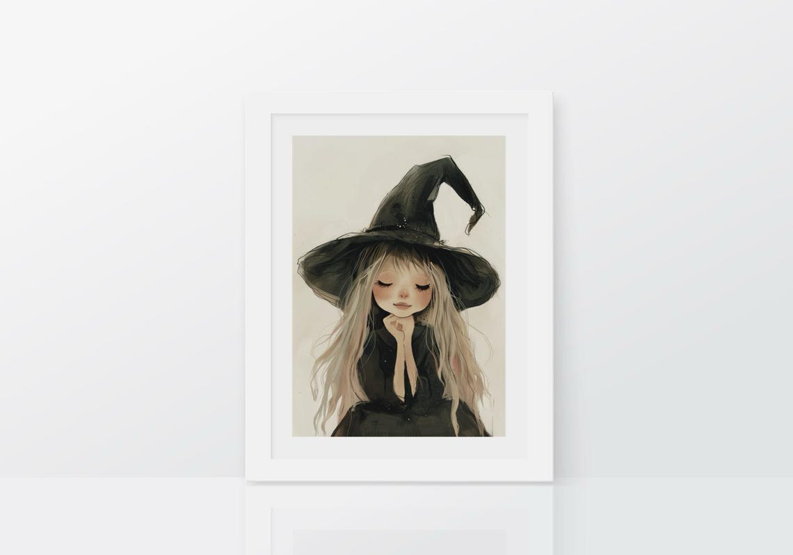 Cute Witchy Print Girly Spooky Halloween Art Little Witch Witchy Halloween Print Witch Poster Spooky Decor Nursery Halloween - Image 2