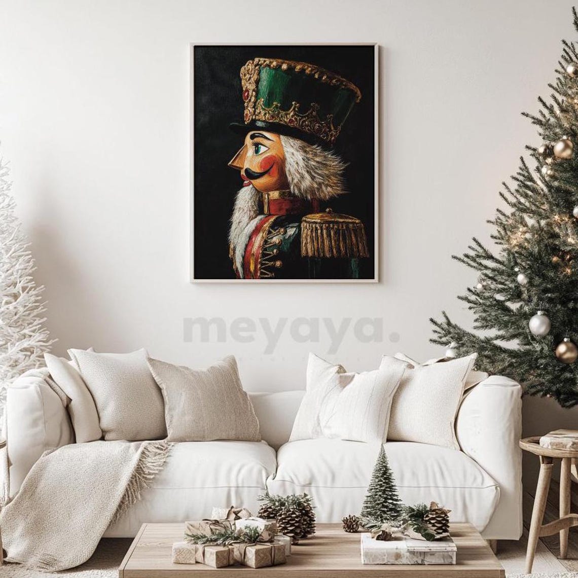 Dark Moody Nutcracker Profile Green Crown Vintage Christmas Art Poster - Image 2