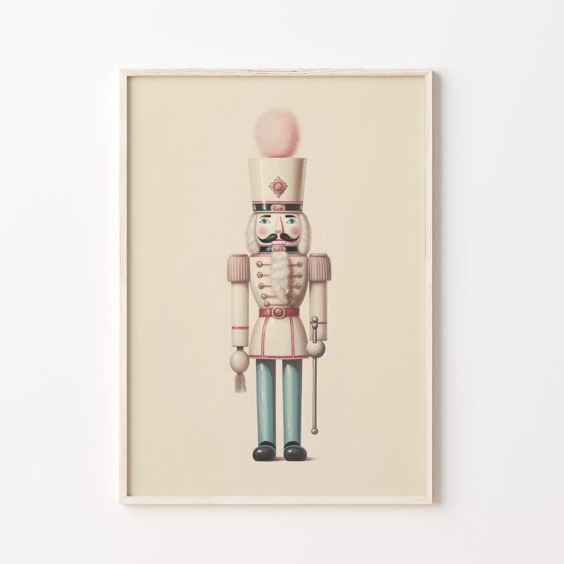 Christmas Nutcracker Cute Nutcracker Painting Nursery Pink Nutcracker Print Holiday Decor Trendy Preppy Print Christmas Decor - Image 3