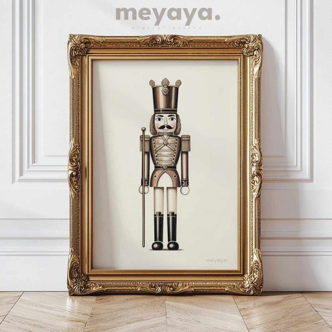 Bronze Antique Nutcracker Soldier Sepia Tone Vintage Christmas Poster - Image 4