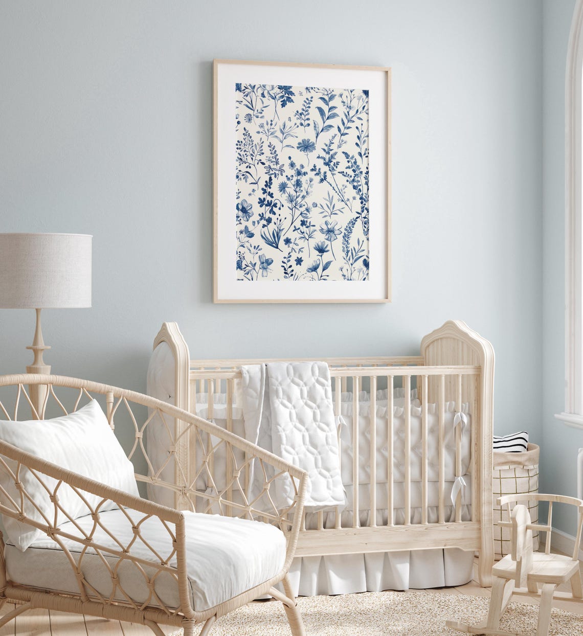 Blue And White Chinoiserie Botanical Floral Pattern Decor Poster - Image 2