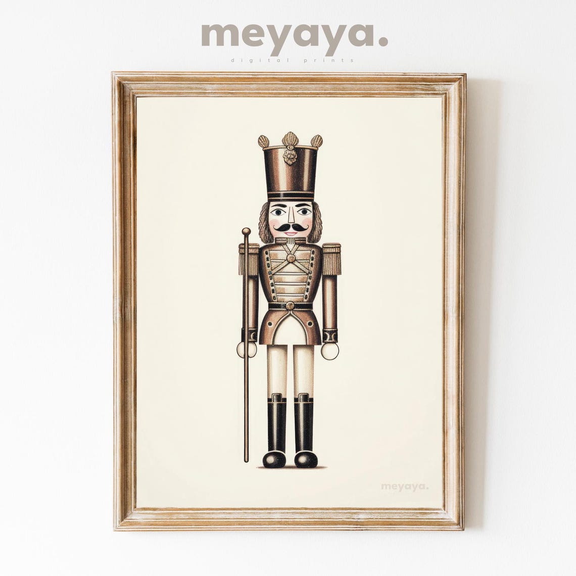 Bronze Antique Nutcracker Soldier Sepia Tone Vintage Christmas Poster