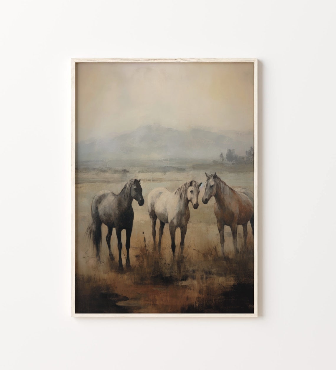 Three Wild Horses In Misty Meadow Vintage Equestrian Ranch Poster - Image 4