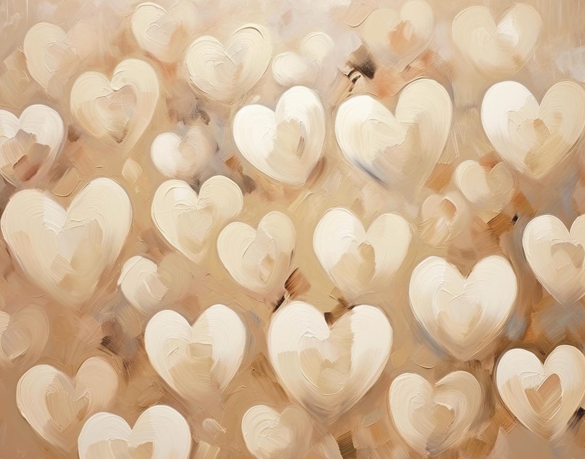 Ivory Cream Hearts Blush Beige Textured Soft Valentine Poster - Image 6