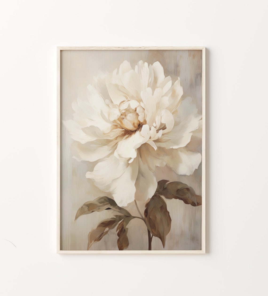 White Peony Flower Bloom On A Soft Neutral Background Poster - Image 4