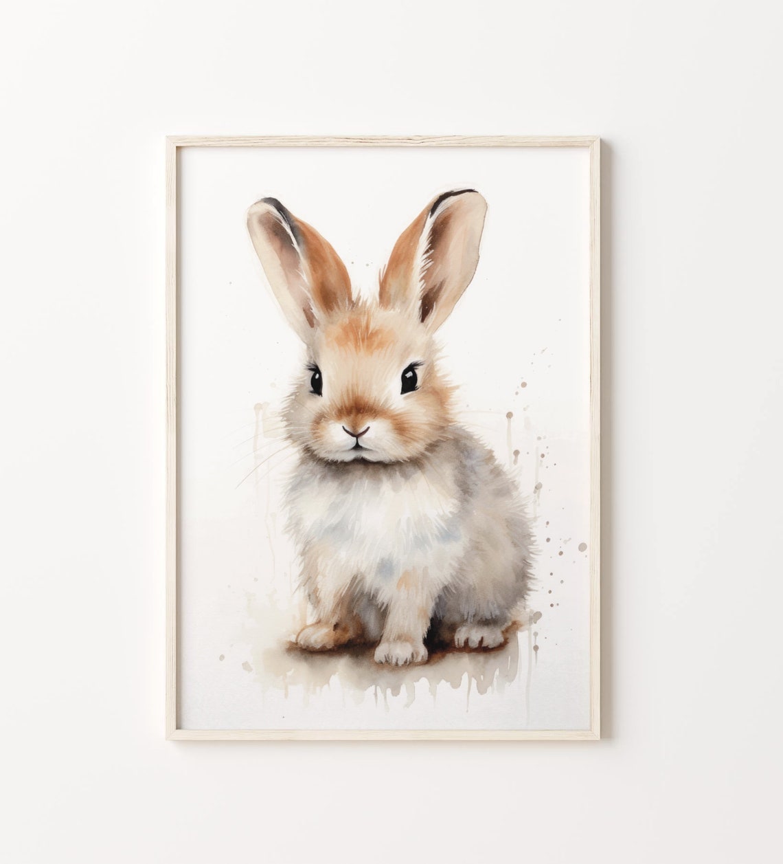 Baby Bunny Watercolor On White Background Nursery Bunny Poster - Image 4