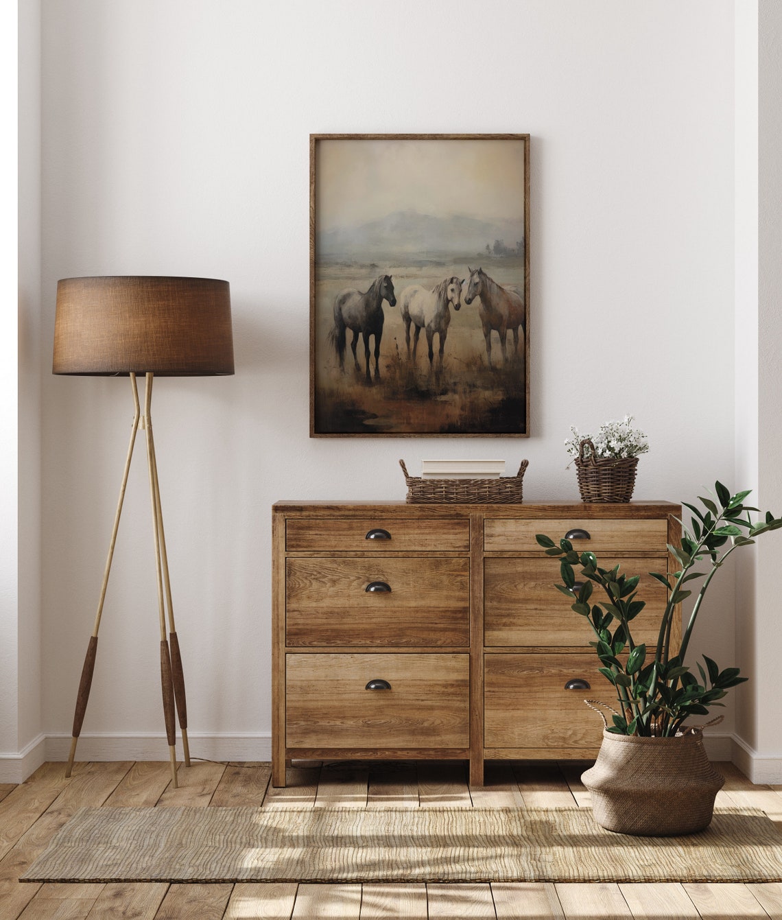Three Wild Horses In Misty Meadow Vintage Equestrian Ranch Poster - Image 5