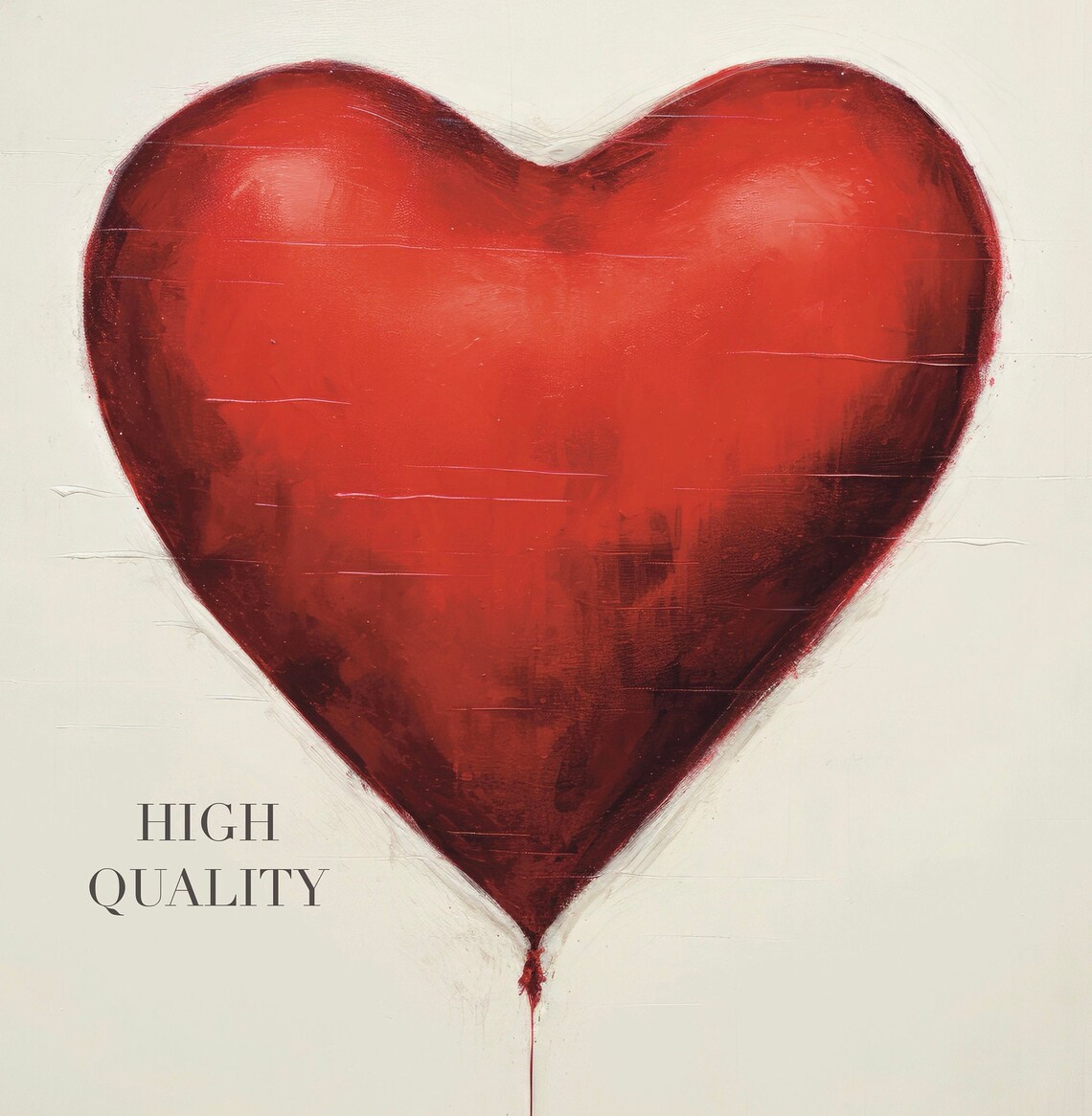 Red Heart Shaped Balloon Painting On Cream Background Love Poster - Image 6