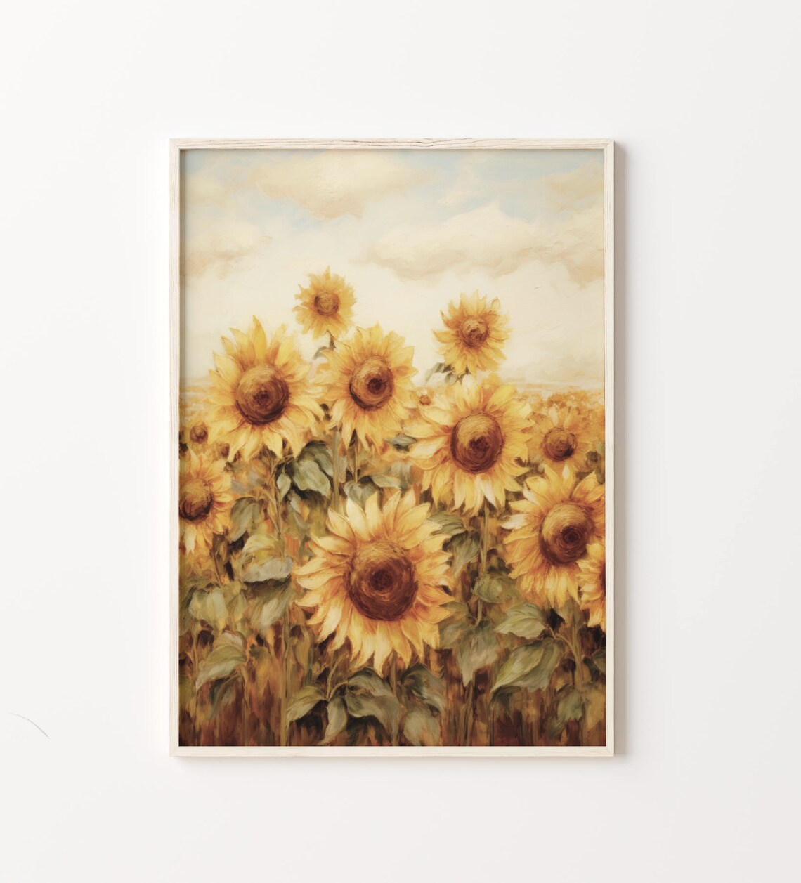 Golden Sunflower Field Oil Painting Vintage Farmhouse Poster - Image 4