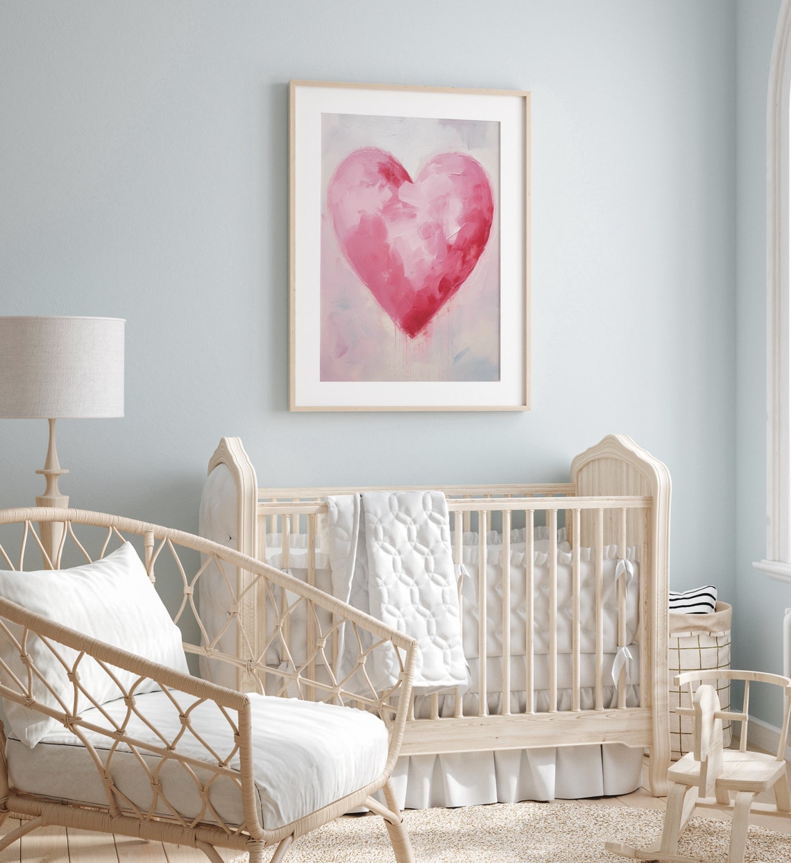 Large Pink Impasto Heart Soft Blush Romantic Valentine Poster - Image 2