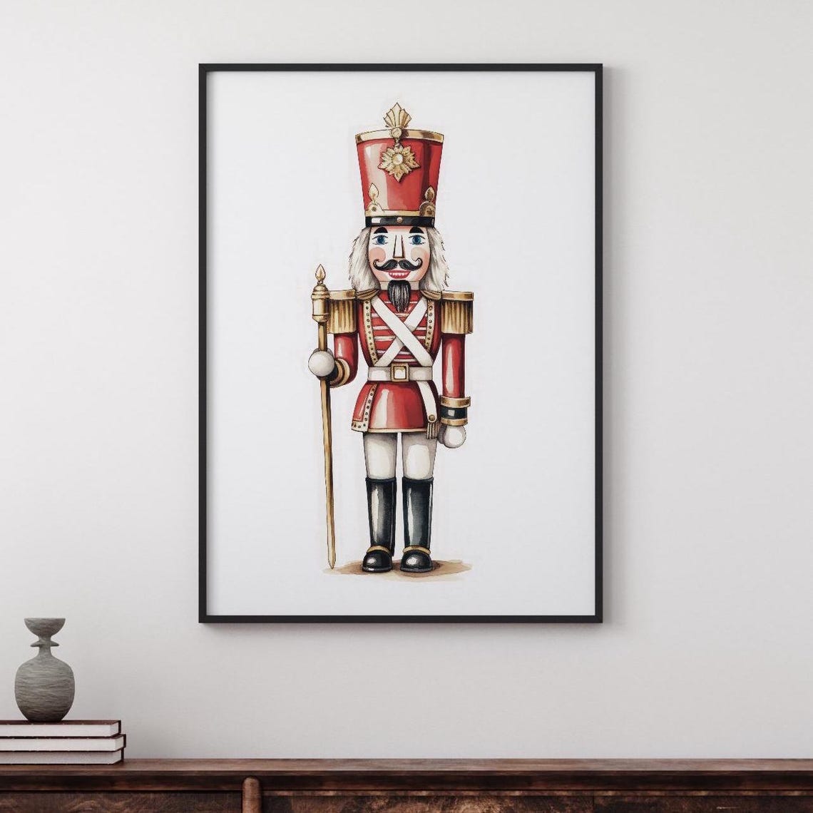 Cute Christmas Nutcracker Print Kids Christmas Decor Nutcracker Poster Holiday Wall Art Nursery Christmas Poster Nutcracker Painting - Image 2