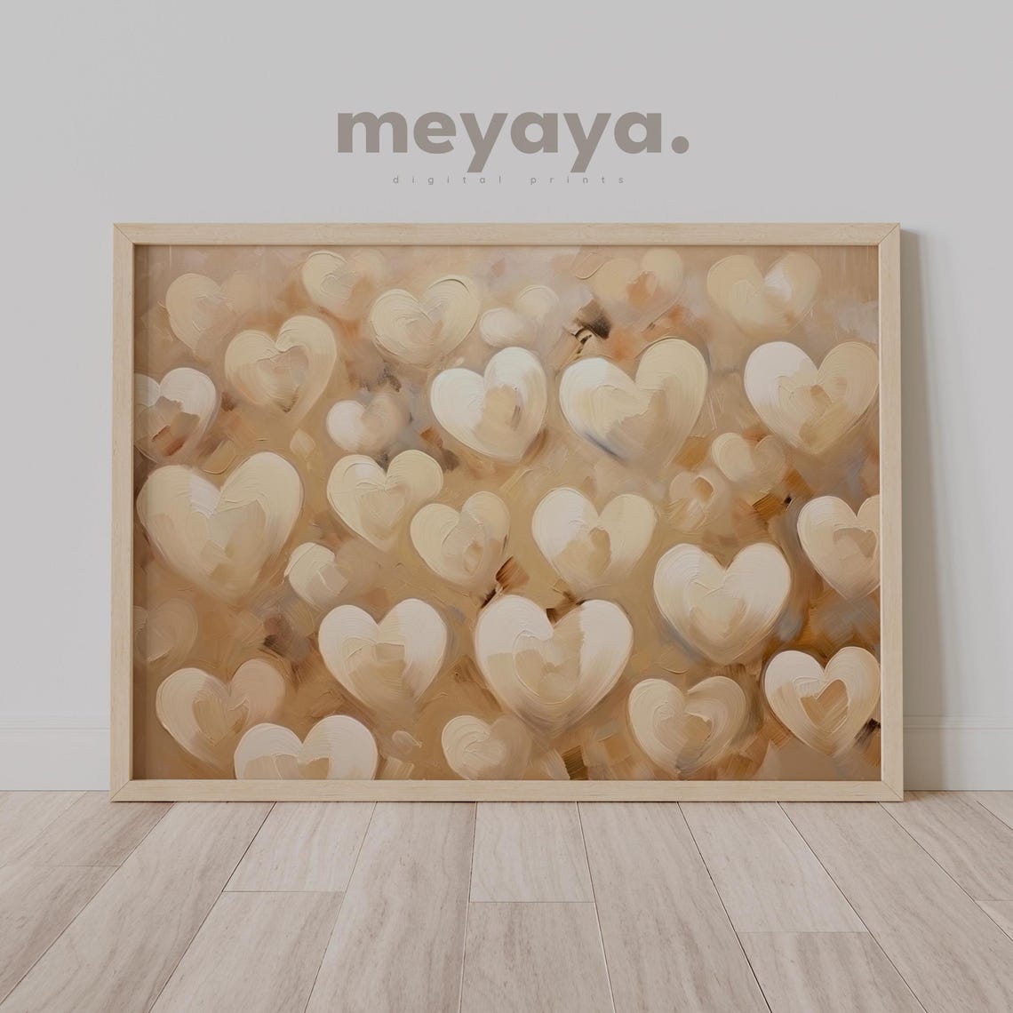 Ivory Cream Hearts Blush Beige Textured Soft Valentine Poster - Image 2