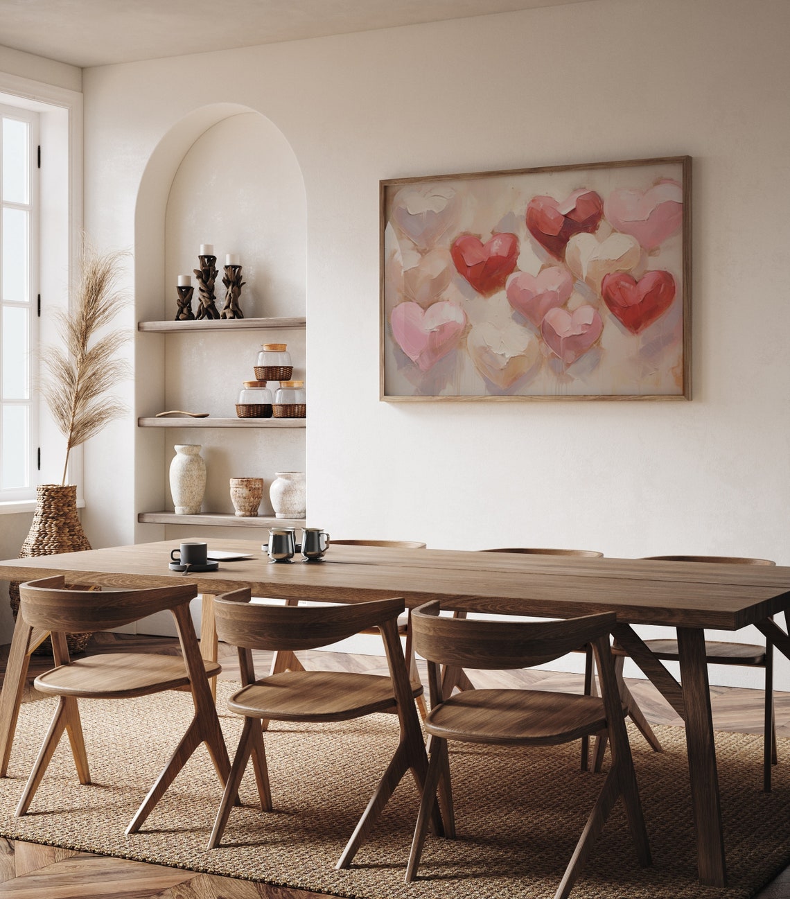 Red Pink White Impasto Hearts Textured Romantic Valentine Poster - Image 4