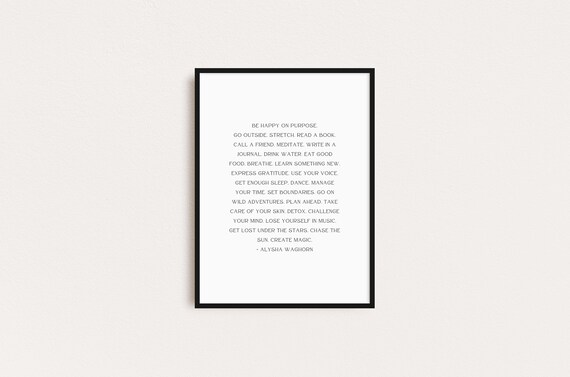 Be Happy On Purpose Alysha Waghorn Quote Quotes Print Poster Print Wall Art Quotes Typography Print Prints Quotes