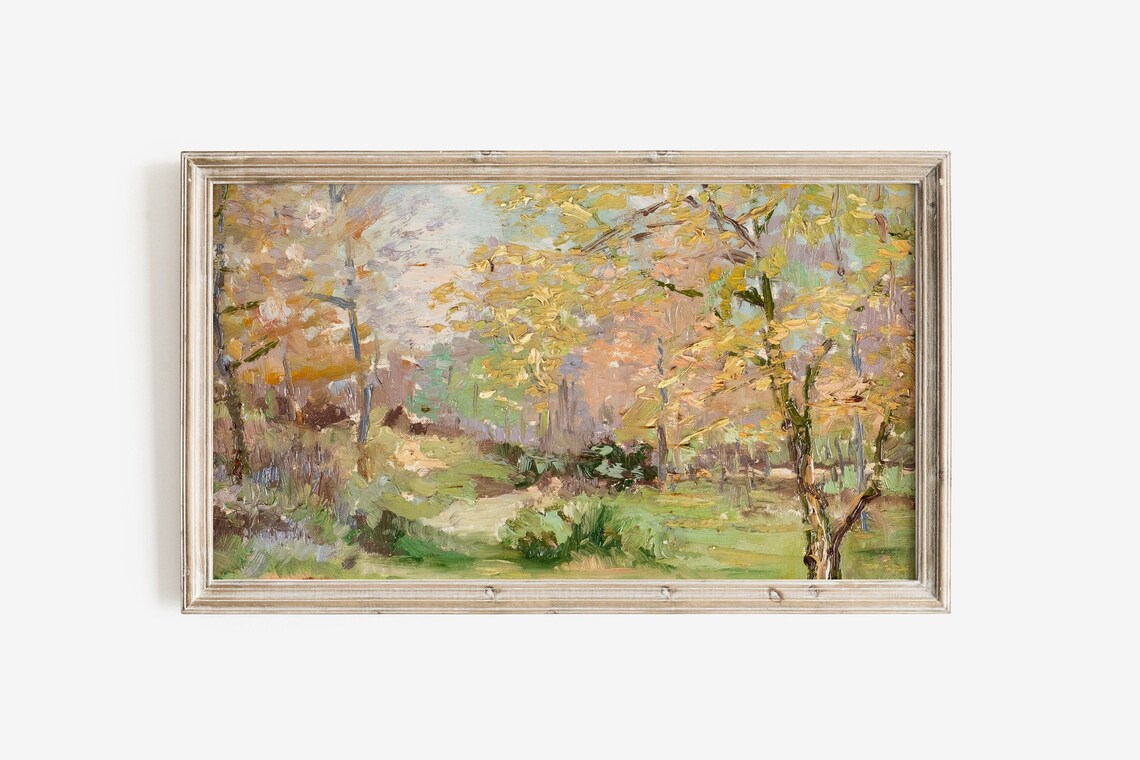 Autumn Forest Golden Foliage Woodland Meadow Vintage Landscape Poster - Image 2
