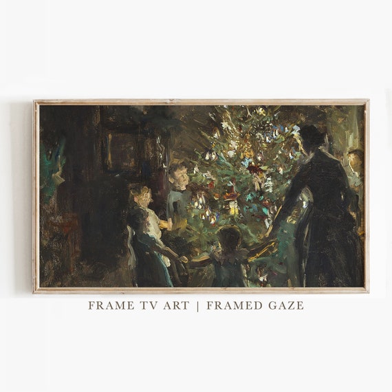 Vintage Winter Painting Art Print for TV Decor