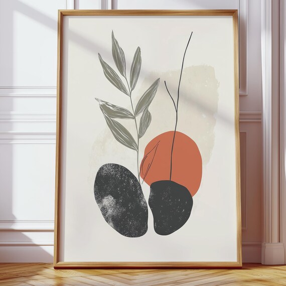 Scandinavian Wall Art For The Living Room Minimalist Boho Poster Beige Abstract Plant Pictures Decoration Modern Prints Office Hallway