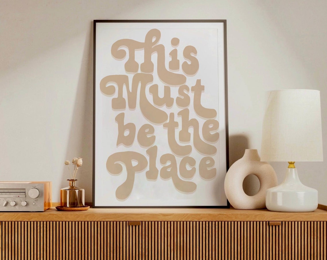 This Must Be the Place Beige Retro Bubble Letter New Home Poster - Image 3