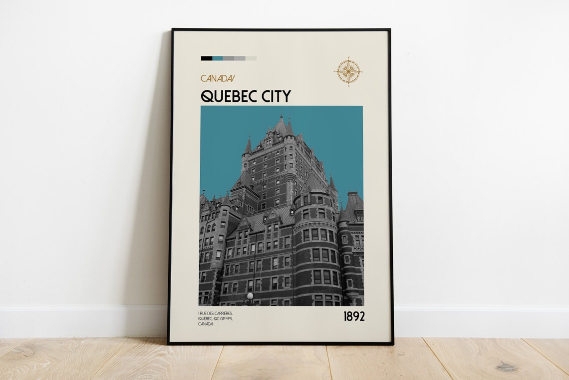 Quebec City Canada Vintage Retro Chateau Frontenac Travel Poster