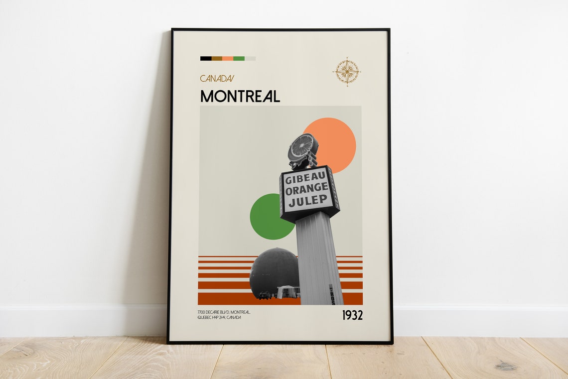 Montreal Canada Retro Gibeau Orange Julep Landmark Travel Poster