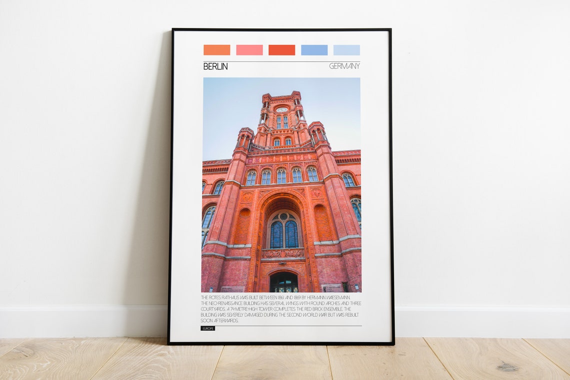Berlin Germany Historic Red Town Hall Brick Landmark Travel Print