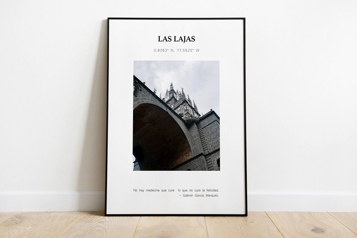 Las Lajas Colombia Gothic Sanctuary Travel Quote Minimalist Poster