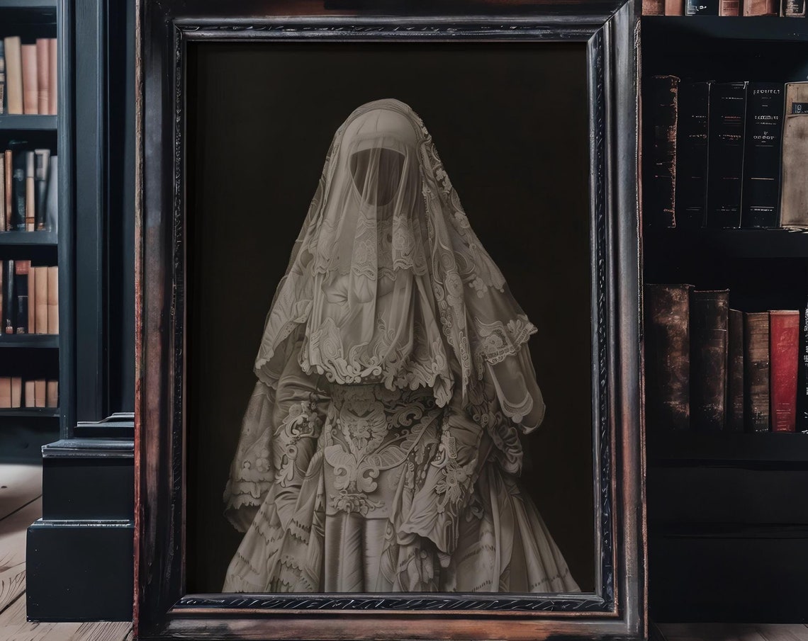 Ghost Bride Lace Veil Gothic Victorian Dark Portrait Style Poster - Image 4