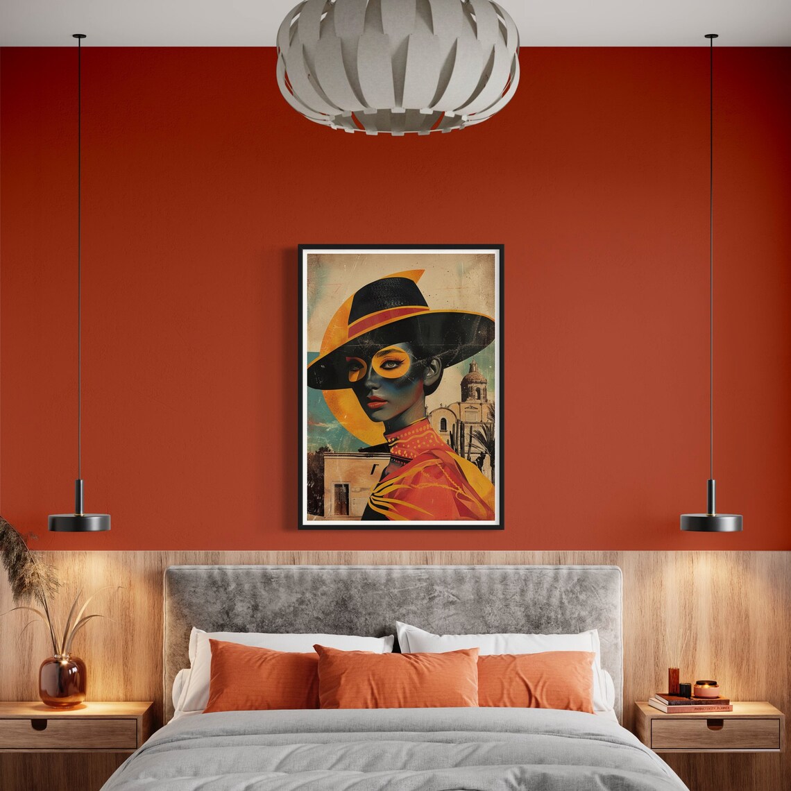 Mexican Woman Day Of The Dead Portrait Hat Retro Dia De Muertos Print - Image 4