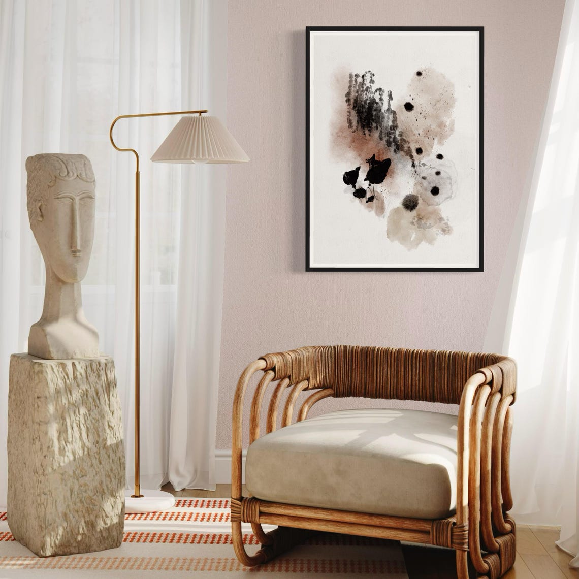 Minimalist Abstract Print Scribble Line Art Contemporary Wall Design Neutral Artwork Nude Tones Sophisticated Wall Decor Modern Home Gift - Image 4
