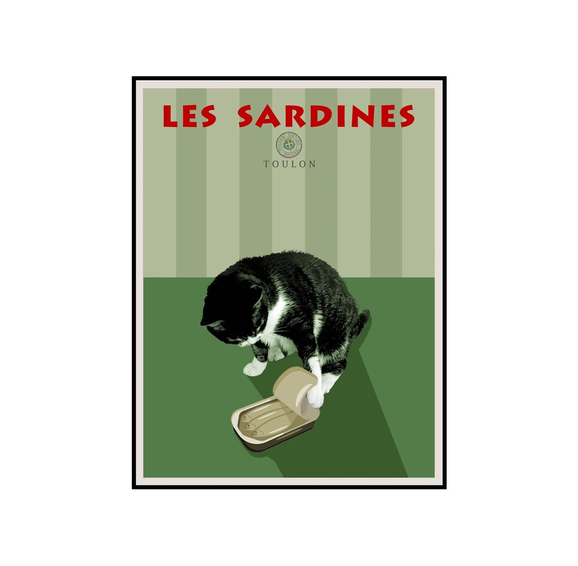 Cat Sardine Collage, Kitchen Decor Art Print