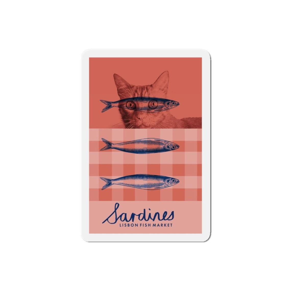 Sardines Lisbon Fish Market Cat Die-Cut Magnet Design Poster
