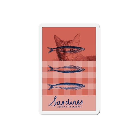 Sardines Lisbon Fish Market Cat Die-Cut Magnet Design Poster