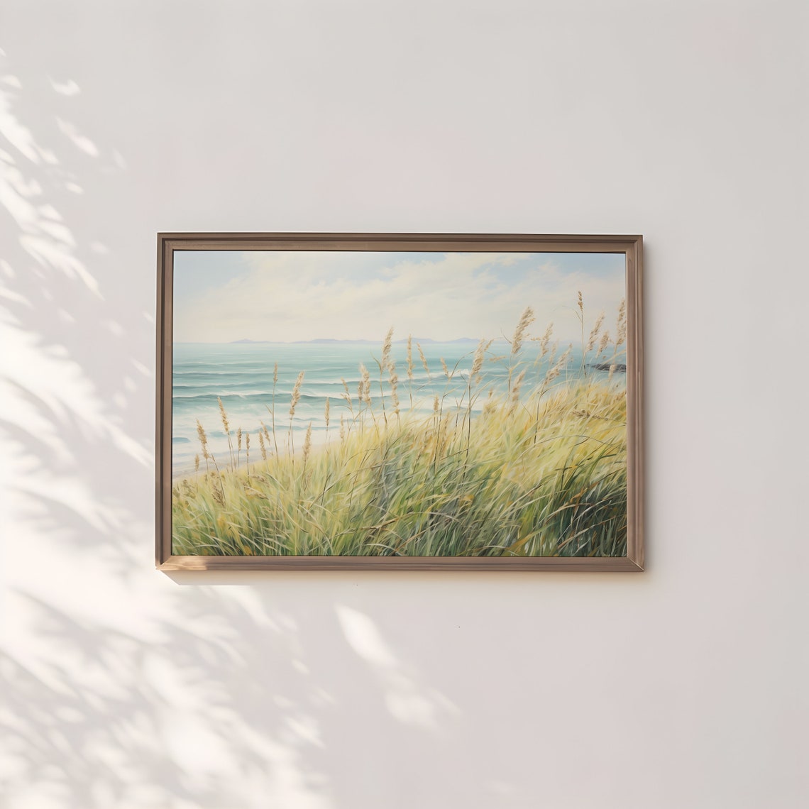 Beach Dune Grass Golden Turquoise Ocean Vintage Coastal Poster - Image 2