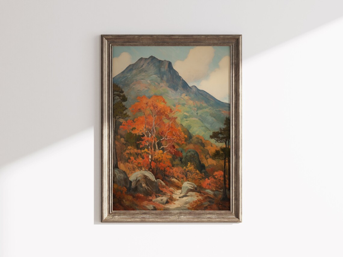 Vintage Autumn Mountain Landscape, Rustic Fall Art Print - Image 2