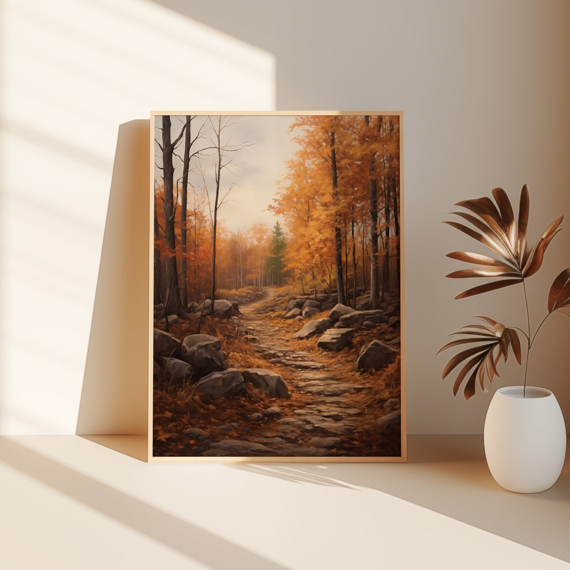 Autumn Woodland Stone Path Orange Forest Rustic Fall Trail Poster - Image 3