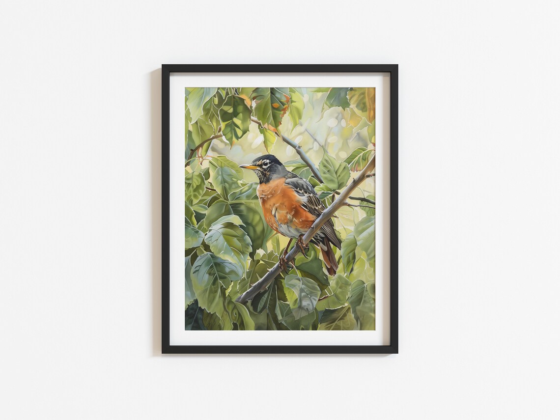 Robin Bird Art Print, Rustic Farmhouse Nature - Image 3