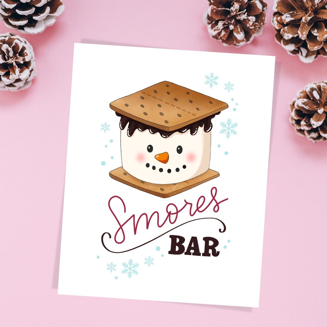 Cute Snowman Smores Bar Sign Winter Kitchen Holiday Decor Poster - Image 3