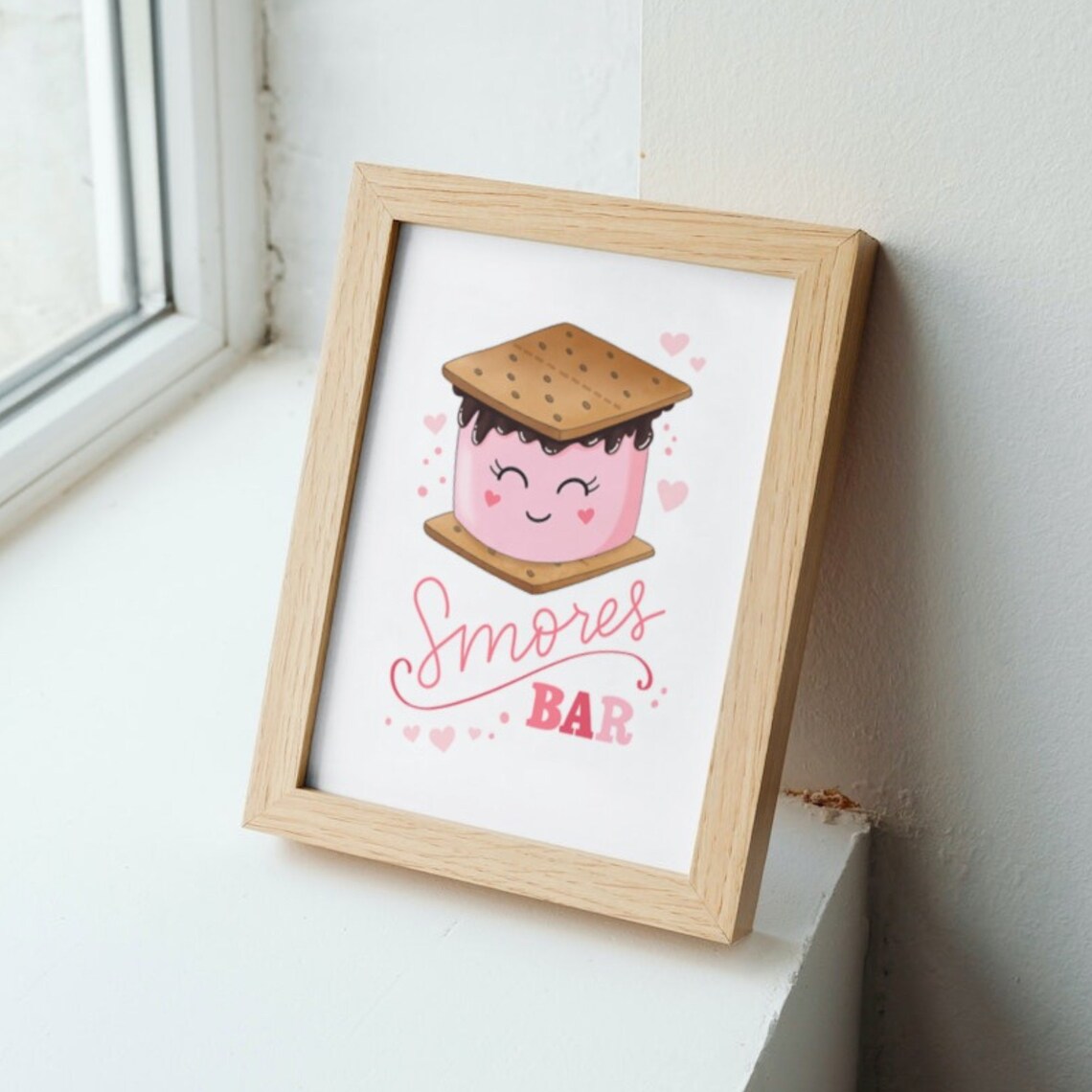 Smores Bar Cute Smiling Smore Valentine Party Sign Art Print - Image 3