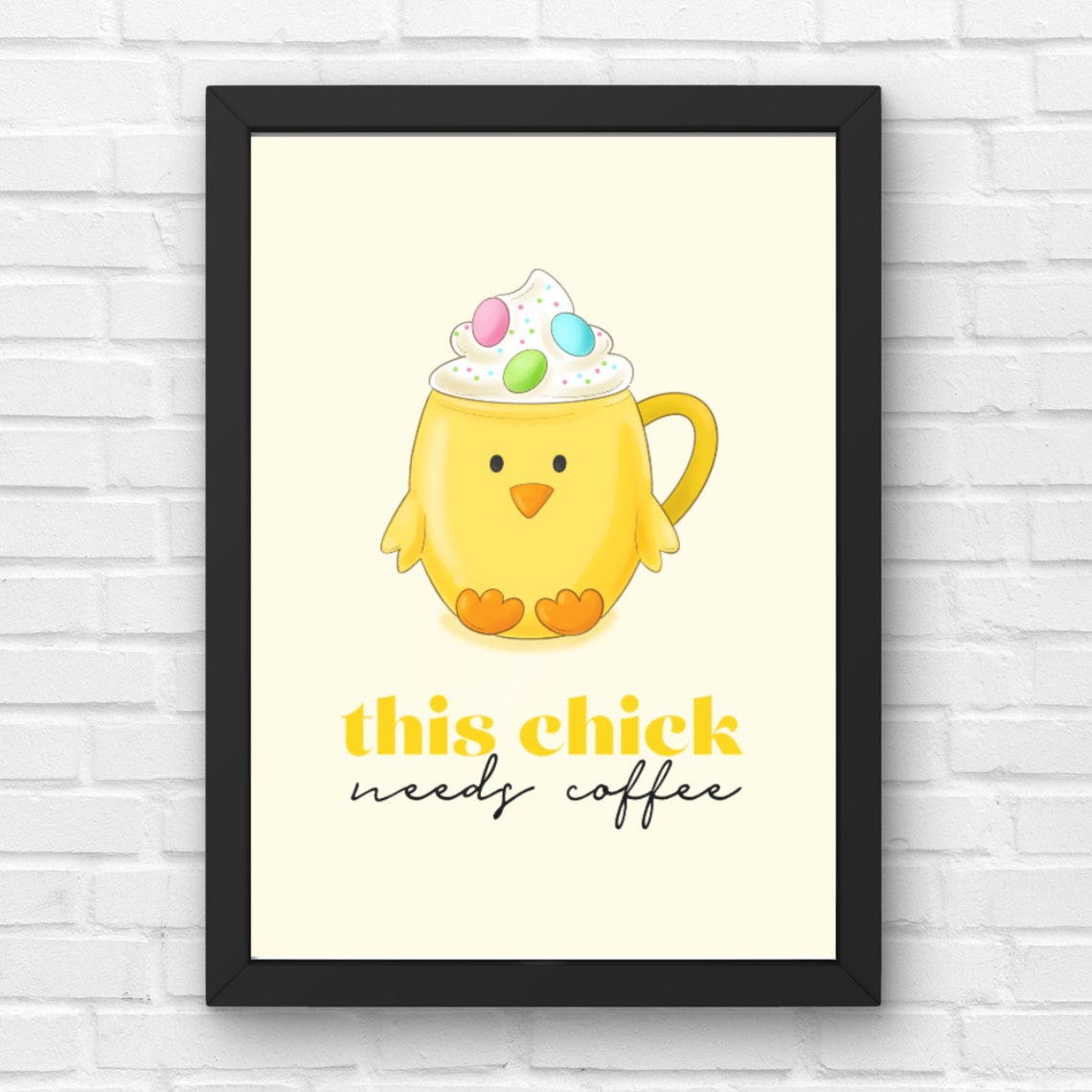 This Chick Needs Coffee Easter Print Easter Wall Art Diy Spring Decor Cute Trendy Coffee Lover Gift - Image 3
