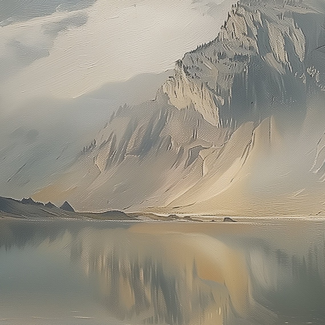 Vintage Mountain Lake Oil Painting Wall Art Print Frame Tv Art Tv - Image 6