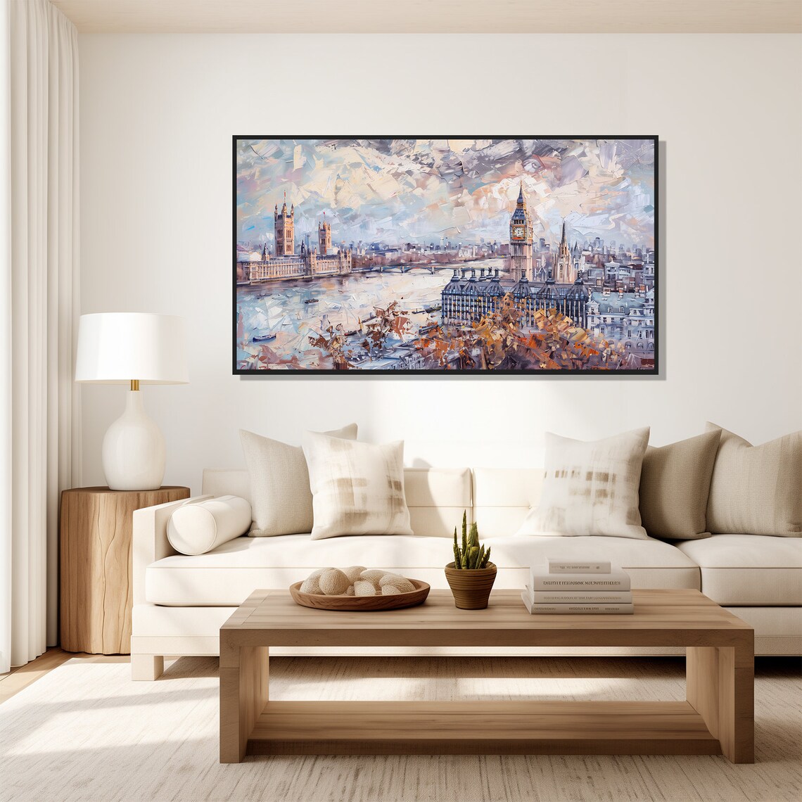 London Winter Painting Big Ben Westminster Pale Thames View Art Poster - Image 5