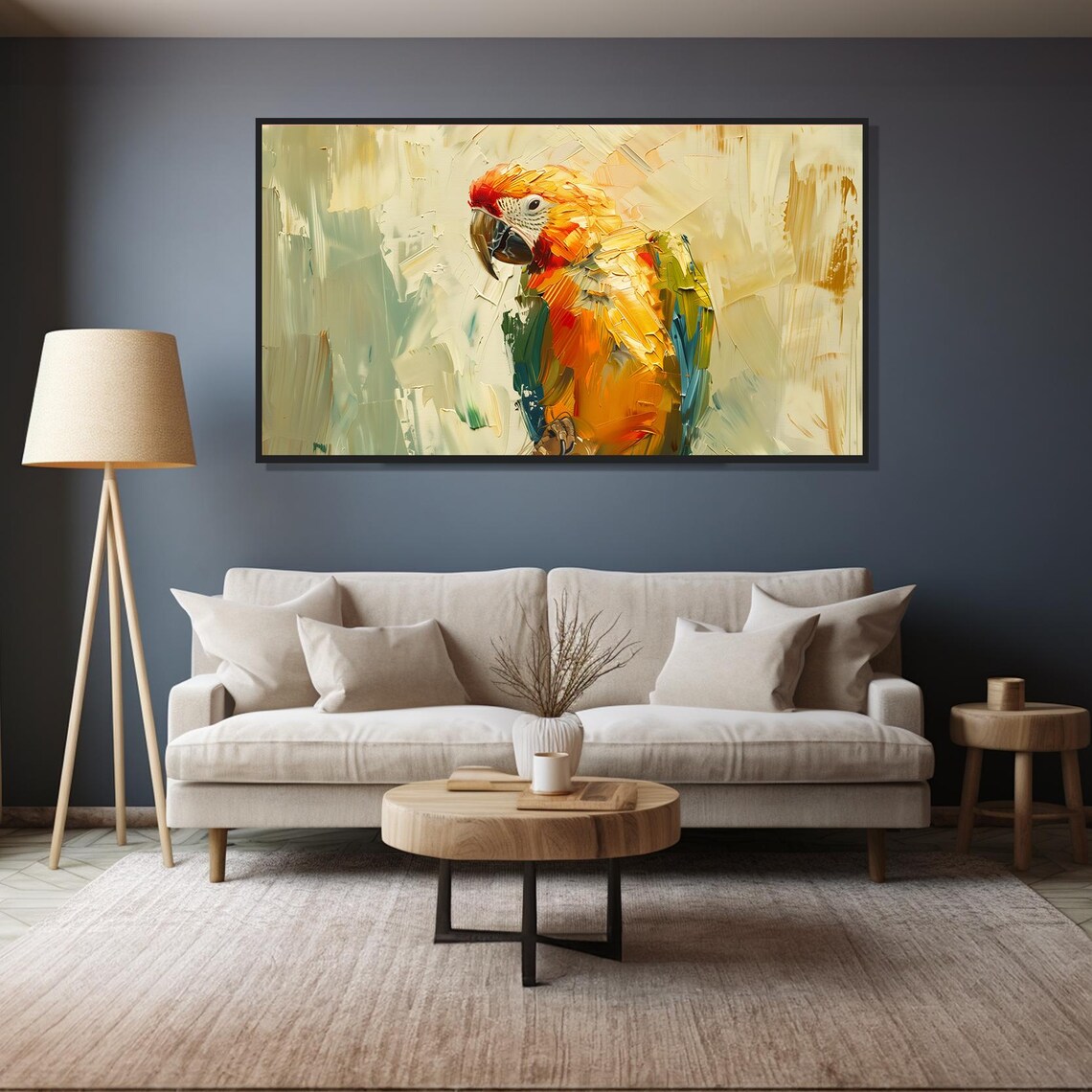 Scarlet Macaw Parrot Portrait Impasto Oil Painting Wall Art Print - Image 4