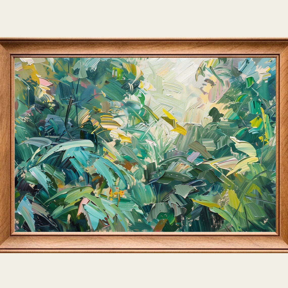 Dense Jungle Oil Painting Wall Art Print Frame Tv Art Tv