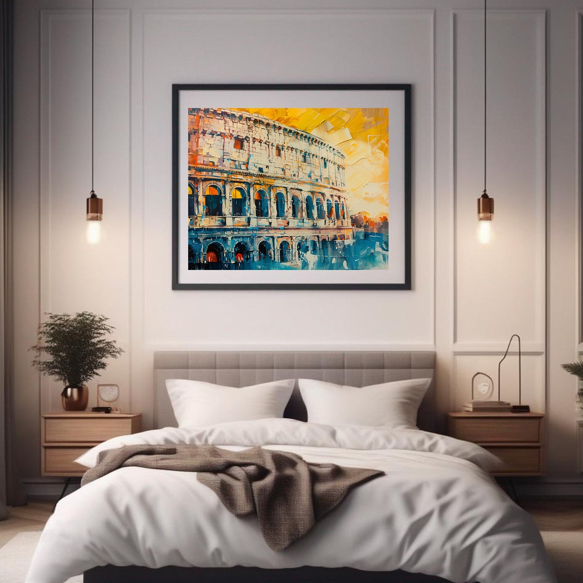 Coliseum Sunset Modern Abstract Painting Wall Art Print Frame Tv Art Tv - Image 2