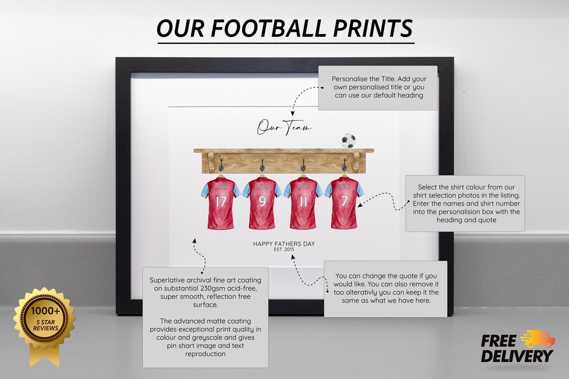 Daddys Dream Team Football Family Art Print - Image 2