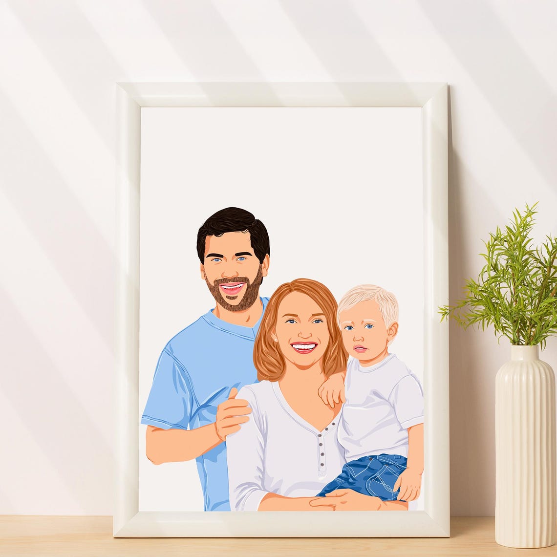 Custom Dad Holding Laughing Baby Portrait Illustration Poster - Image 4