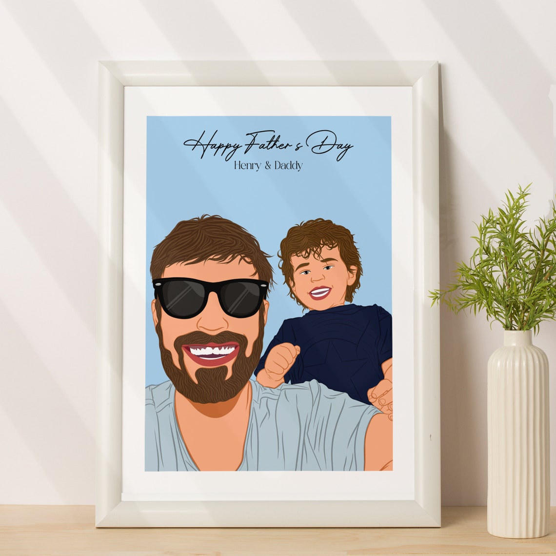 Happy Fathers Day Henry and Daddy Custom Dad Portrait Poster
