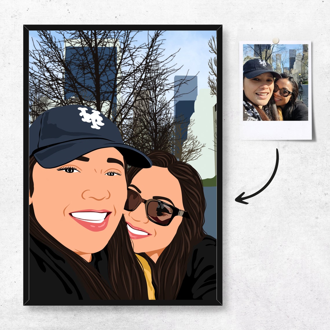 Custom Best Friends Portrait Illustration Three Girls Pop Art Gift Poster - Image 4