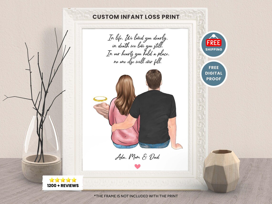 Infant Loss Memorial Parents Holding Baby Angel Portrait Print