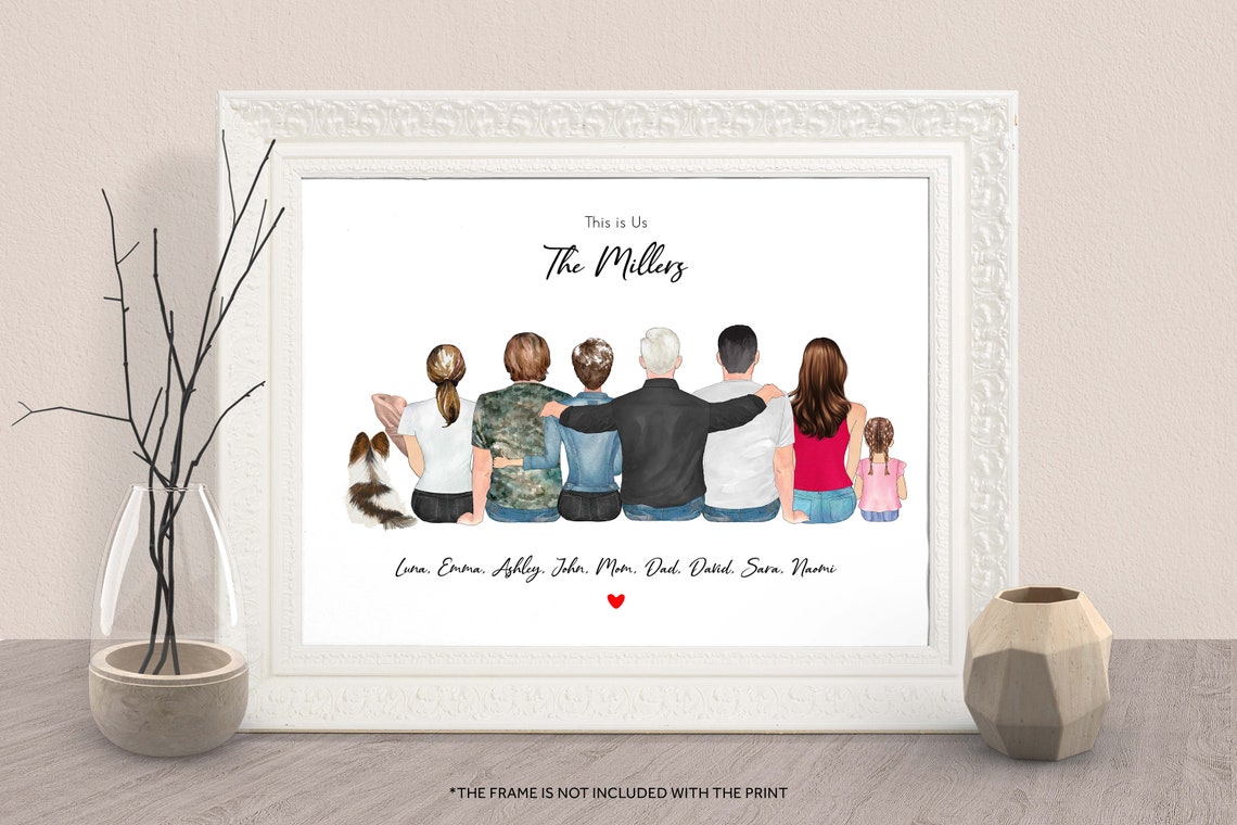 This Is Us Extended Family of Seven With Two Dogs Custom Print